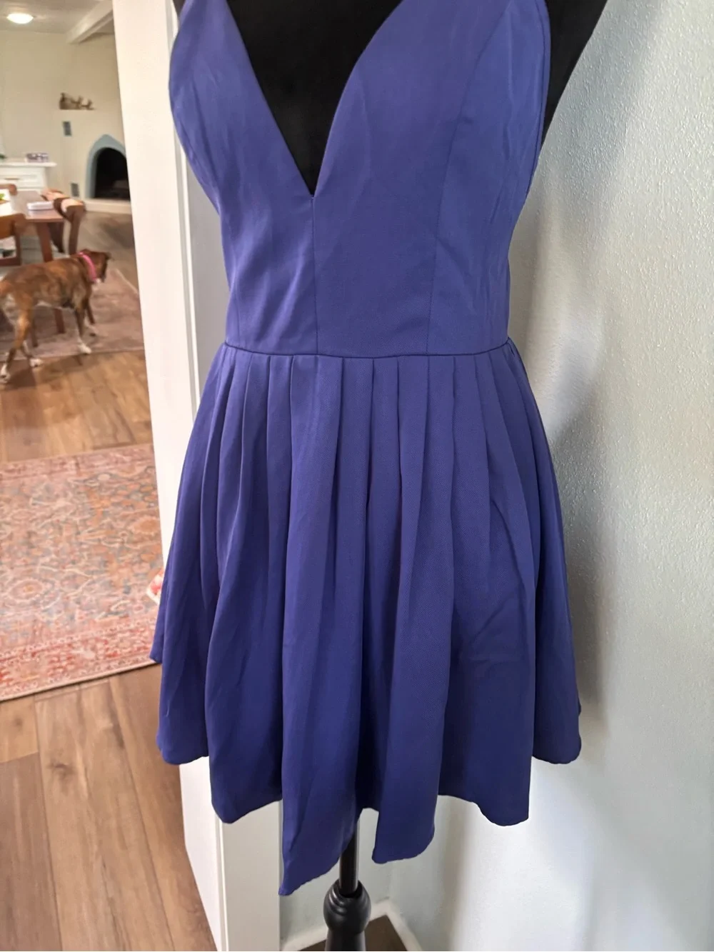 NBD Cobalt Navy Blue V-Neck Cross-Back Mini Dress small